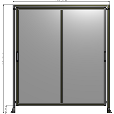 E6-2135-1900-0150-GYPTK DOUBLE REMOVABLE PANEL WITH LEGS AND A HEADER 2135MM X 1900MM 1/4" POLYCARBONATE, AS A KIT