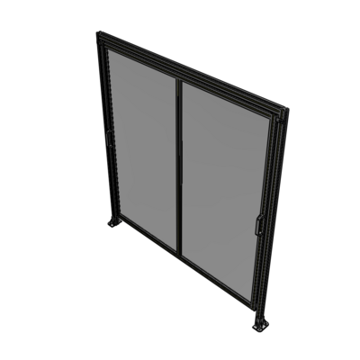 E6-2135-2000-0150-GYPTA DOUBLE REMOVABLE PANEL WITH LEGS AND A HEADER 2135MM X 2000MM 1/4" POLYCARBONATE, FULLY ASSEMBLED