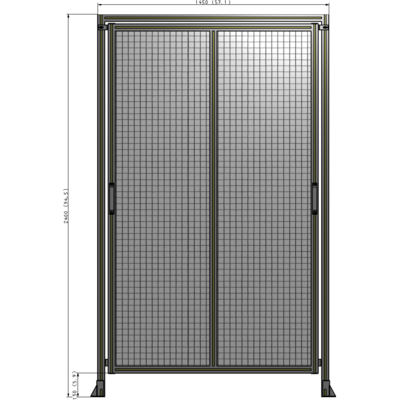 E6-2400-1450-0150-GYMTA DOUBLE REMOVABLE PANEL WITH LEGS AND A HEADER  2400MM X 1450MM 1" MESH, FULLY ASSEMBLED