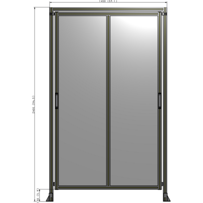 E6-2400-1450-0150-GYPTA DOUBLE REMOVABLE PANEL WITH LEGS AND A HEADER  2400MM X 1450MM 1/4" POLYCARBONATE, FULLY ASSEMBLED