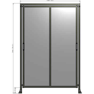 E6-2400-1600-0150-GYPTK DOUBLE REMOVABLE PANEL WITH LEGS AND A HEADER  2400MM X 1600MM 1/4" POLYCARBONATE, AS A KIT