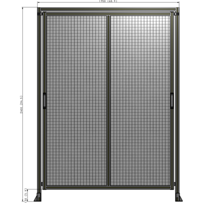 E6-2400-1750-0150-GYMTK DOUBLE REMOVABLE PANEL WITH LEGS AND A HEADER 2400MM X 1750MM 1" MESH, AS A KIT