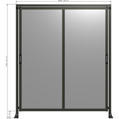 E6-2400-2000-0150-GYPTA DOUBLE REMOVABLE PANEL WITH LEGS AND A HEADER  2400MM X 2000MM 1/4" POLYCARBONATE, FULLY ASSEMBLED
