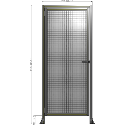 G1-2135-0900-0150-EYMTK DOOR WITH HEADER, HANDLE WITH INTERNAL EGRESS ON RIGHT 2135MM X 900MM 1" MESH, AS A KIT