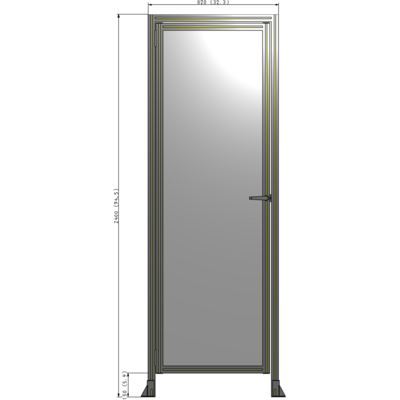 G1-2400-0820-0150-EYPTA DOOR WITH HEADER, HANDLE WITH INTERNAL EGRESS ON RIGHT 2400MM X 820MM 1/4" POLYCARBONATE, ASSEMBLED