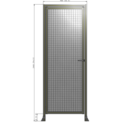 G1-2400-0900-0150-EYMTK DOOR WITH HEADER, HANDLE WITH INTERNAL EGRESS ON RIGHT 2400MM X 900MM 1" MESH, AS A KIT