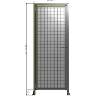 G1-2400-0920-0150-EYMTK DOOR WITH HEADER, HANDLE WITH INTERNAL EGRESS ON RIGHT 2400MM X 920MM 1" MESH, AS A KIT