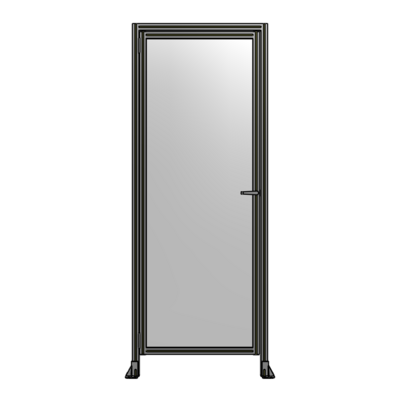 DOOR WITH HEADER, HANDLE WITH INTERNAL EGRESS ON RIGHT 2400MM X 920MM 1/4" POLYCARBONATE, ASSEMBLED