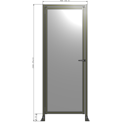 G1-2400-0920-0150-EYPTK DOOR WITH HEADER, HANDLE WITH INTERNAL EGRESS ON RIGHT 2400MM X 920MM 1/4" POLYCARBONATE, AS A KIT