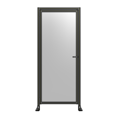 DOOR WITH HEADER, HANDLE WITH INTERNAL EGRESS ON RIGHT 2400MM X 1000MM 1/4" POLYCARBONATE, ASSEMBLED