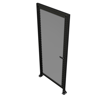 G1-2400-1020-0150-EYPTA DOOR WITH HEADER, HANDLE WITH INTERNAL EGRESS ON RIGHT 2400MM X 1020MM 1/4" POLYCARBONATE, ASSEMBLED