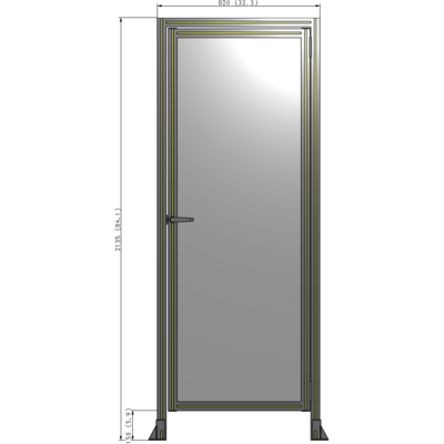 G2-2135-0820-0150-EYPTK DOOR WITH HEADER, HANDLE WITH INTERNAL EGRESS ON LEFT 2135MM X 820MM 1/4" POLYCARBONATE, AS A KIT