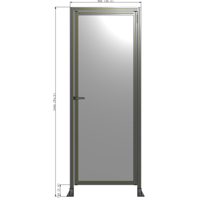 G2-2400-0900-0150-EYPTA DOOR WITH HEADER, HANDLE WITH INTERNAL EGRESS ON LEFT 2400MM X 900MM 1/4" POLYCARBONATE, ASSEMBLED