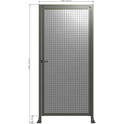 G2-2400-1100-0150-EYMTA DOOR WITH HEADER, HANDLE WITH INTERNAL EGRESS ON LEFT 2400MM X 1100MM 1" MESH, FULLY ASSEMBLED