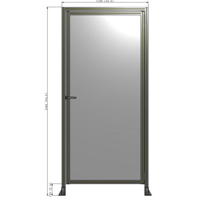 G2-2400-1100-0150-EYPTA DOOR WITH HEADER, HANDLE WITH INTERNAL EGRESS ON LEFT 2400MM X 1100MM 1/4" POLYCARBONATE, ASSEMBLED