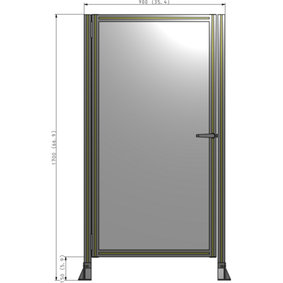 G5-1700-0900-0150-EYPTA DOOR-ROBUST FRAME, HANDLE/INTERNAL EGRESS ON RIGHT 1700MM X 900MM 1/4" POLYCARBONATE, ASSEMBLED
