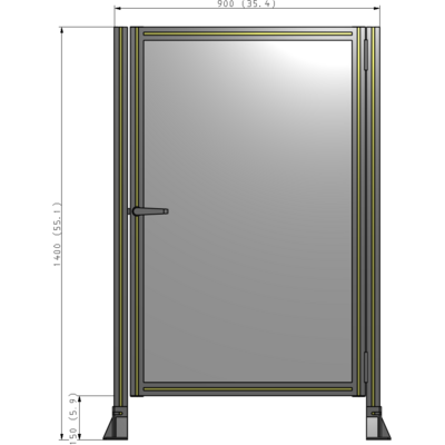 G6-1400-0900-0150-EYPTA DOOR-ROBUST FRAME, HANDLE/INTERNAL EGRESS ON LEFT 1400MM X 900MM 1/4" POLYCARBONATE, ASSEMBLED