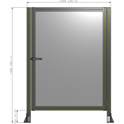 G6-1400-1020-0150-EYPTA DOOR-ROBUST FRAME, HANDLE/INTERNAL EGRESS ON LEFT 1400MM X 1020MM 1/4" POLYCARBONATE, ASSEMBLED