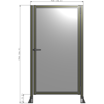 G6-1700-0920-0150-EYPTK DOOR-ROBUST FRAME, HANDLE/INTERNAL EGRESS ON LEFT 1700MM X 920MM 1/4" POLYCARBONATE, AS A KIT