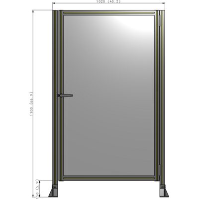 G6-1700-1020-0150-EYPTA DOOR-ROBUST FRAME, HANDLE/INTERNAL EGRESS ON LEFT 1700MM X 1020MM 1/4" POLYCARBONATE, ASSEMBLED