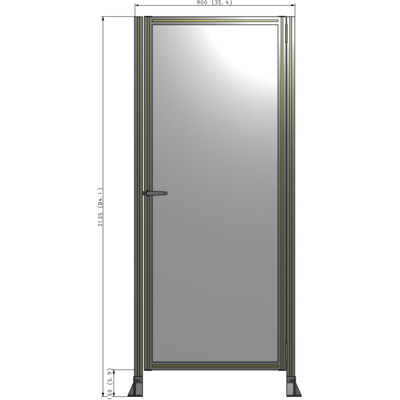 G6-2135-0900-0150-EYPTA DOOR-ROBUST FRAME, HANDLE/INTERNAL EGRESS ON LEFT 2135MM X 900MM 1/4" POLYCARBONATE, ASSEMBLED