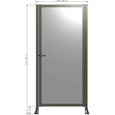G6-2135-1000-0150-EYPTA DOOR-ROBUST FRAME, HANDLE/INTERNAL EGRESS ON LEFT 2135MM X 1000MM 1/4" POLYCARBONATE, ASSEMBLED