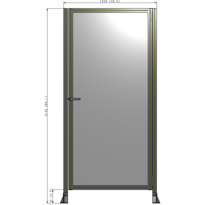 G6-2135-1020-0150-EYPTA DOOR-ROBUST FRAME, HANDLE/INTERNAL EGRESS ON LEFT 2135MM X 1020MM 1/4" POLYCARBONATE, ASSEMBLED