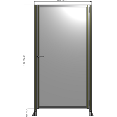G6-2135-1100-0150-EYPTA DOOR-ROBUST FRAME, HANDLE/INTERNAL EGRESS ON LEFT 2135MM X 1100MM 1/4" POLYCARBONATE, ASSEMBLED