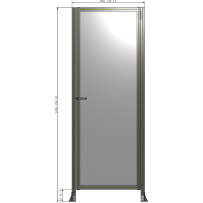G6-2400-0900-0150-EYPTA DOOR-ROBUST FRAME, HANDLE/INTERNAL EGRESS ON LEFT 2135MM X 900MM 1/4" POLYCARBONATE, ASSEMBLED