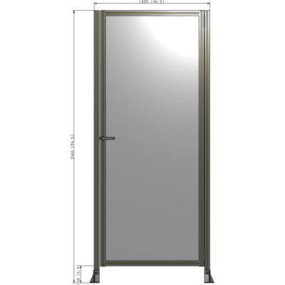 G6-2400-1020-0150-EYPTA DOOR-ROBUST FRAME, HANDLE/INTERNAL EGRESS ON LEFT 2135MM X 1020MM 1/4" POLYCARBONATE, ASSEMBLED