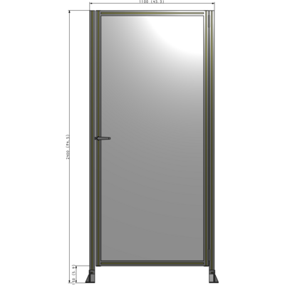 G6-2400-1100-0150-EYPTA DOOR-ROBUST FRAME, HANDLE/INTERNAL EGRESS ON LEFT 2135MM X 1100MM 1/4" POLYCARBONATE, ASSEMBLED