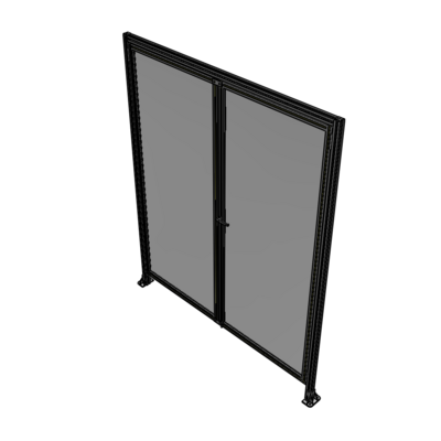 J1-2400-2000-0150-UYPTA SINGLE PANEL, DOUBLE DOOR WITH HEADER-HANDLE ON RIGHT 2400MM X 2000MM 1/4" POLYCARBONATE, ASSEMBLED
