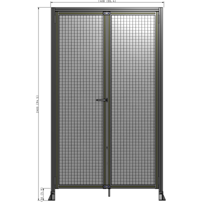 J3-2400-1400-0150-TYMTK SINGLE PANEL, DOUBLE DOOR-FRAME W/ HEADER-HANDLE ON LEFT 2400MM X 1400MM 1" MESH, AS A KIT