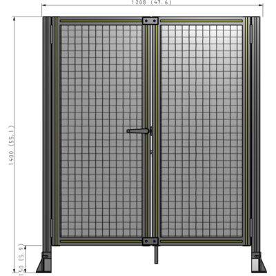 J4-1400-1200-0150-TYMTA SINGLE PANEL, DOUBLE DOOR-FRAME W/O HEADER-HANDLE ON LEFT 1400MM X 1200MM 1" MESH, ASSEMBLED