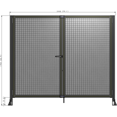 J4-1700-2000-0150-TYMTK SINGLE PANEL, DOUBLE DOOR-FRAME W/O HEADER-HANDLE ON LEFT 1700MM X 2000MM 1" MESH, AS A KIT