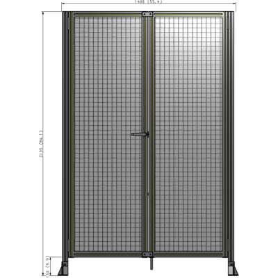 J4-2135-1400-0150-TYMTK SINGLE PANEL, DOUBLE DOOR-FRAME W/O HEADER-HANDLE ON LEFT 2135MM X 1400MM 1" MESH, AS A KIT
