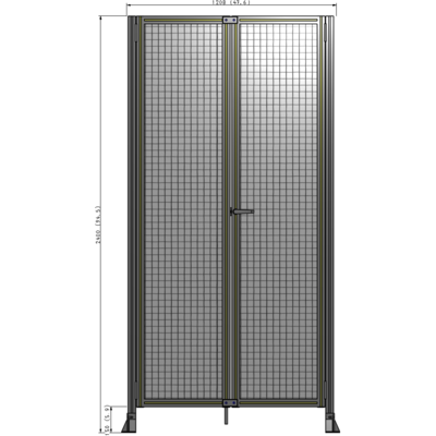 J4-2400-1200-0150-UYMTA SINGLE PANEL, DOUBLE DOOR-FRAME W/O HEADER-HANDLE ON RIGHT 2400MM X 1200MM 1" MESH, ASSEMBLED