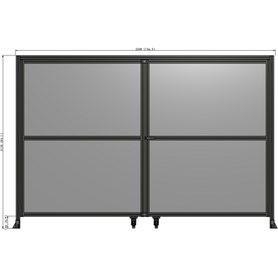 J5-2135-3200-0150-UYPTA DOUBLE PANEL, DOUBLE DOOR-WITH HEADER-HANDLE ON RIGHT 2135MM X 3200MM 1/4" POLYCARBONATE, ASSEMBLED