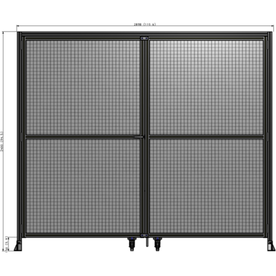 J7-2400-2800-0150-TYMTK DOUBLE PANEL, DOUBLE DOOR-FRAME W/ HEADER- HANDLE ON LEFT 2400MM X 2800MM 1" MESH, AS A KIT