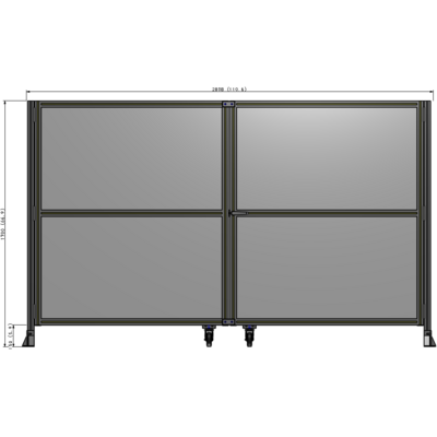 J8-1700-2800-0150-UYPTK DOUBLE PANEL, DOUBLE DOOR-FRAME W/O HEADER-HANDLE RIGHT 1700MM X 2800MM 1/4" POLYCARB, AS A KIT