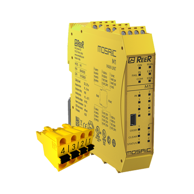 REER STANDARD MASTER UNIT, 8 INPUTS, 2 OSSD PAIRS (SIL 3), CLAMP TERMINAL BLOCKS(MOSAICM1C)