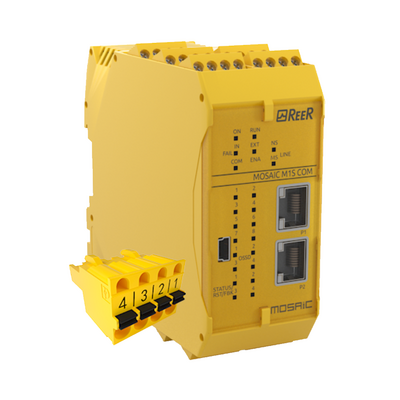 REER MASTER, 8 INPUTS, 4 SINGLE/ 2 PAIRS OSSD(SIL 3) FIELD-BUS READY, CLAMP TERMINAL(MOSAICM1SC COM)