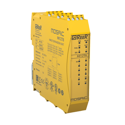 1100122 REER DIGITAL INPUT EXPANSION, 12 INPUTS, 8 TEST OUTPUTS, CLAMP TERMINAL BLOCKS, HEIGHT 36MM(MI12T8C)