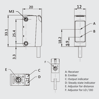 OS10S-AKL150CP6-0.3-Q8 ELCO PHOTOELECT SENSOR, OS10S-SERIES, DIFF W/ BGS, LASER BEAM, OR:6-150MM, PNP, LO/DO, -20TO60 DEG C, SW FRQ:400HZ, 0.3 M+M8 4-PIN