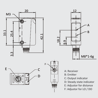 OS10S-AK150CP6Q8.3 ELCO PHOTOELECT SENSOR, OS10S-SERIES, DIFF W/ BGS, RED BEAM, OR:6-150MM, PNP, LO/DO, -20TO60 DEG C, SW FRQ:400HZ, M8 3-PIN
