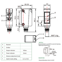 OS10S-RPCN6Q8 ELCO POLARIZED RETRO-REFLECTIVE SENSOR OS10S-SERIES, RED BEAM, OR:3M, NPN, LO/DO, 10 TO 30VDC, -20 TO 60 DEG C, SW FRQ:800HZ, IP67, M8 4-PIN