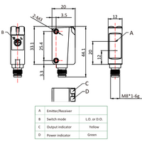 OS10S-S6Q8.3 ELCO PHOTOELECT SENSOR, OS10S-SERIES, OPPOSED, EMITTER, RED BEAM, OR:10 M, 10TO30VDC, -20TO60 DEG C, M8 3-PIN