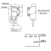 OS4-S6 ELCO PHOTOELECT SENSORS, OS4-SERIES, FRONT-OPPOSED, EMITTER, RED BEAM, OR:1 M, 10TO30VDC, -10TO55 DEG C, CABLE 2M
