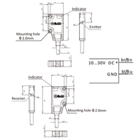 OS4B-S6 ELCO PHOTOELECT SENSORS, OS4B-SERIES, SIDE-OPPOSED, EMITTER, RED BEAM, OR:1 M, 10TO30VDC, -10TO55 DEG C, CABLE 2M