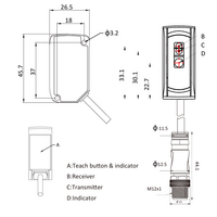 OSM41-K4000CBLU6 ELCO DISTANCE SENSOR(TOF), OSM41-SERIES, INFARED LASER + LASER INDICATION, OR:50-4000MM, RES: 3MM, NPN/PNP, ANALOG 0-5VDC/0-10VDC, 10-30VDC,  2M CABLE